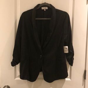 Ruched sleeve ponte blazer